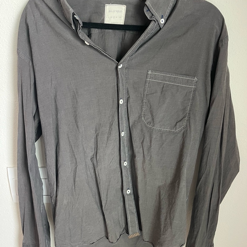 Billy Reid Men's Brown Button Down Shirt